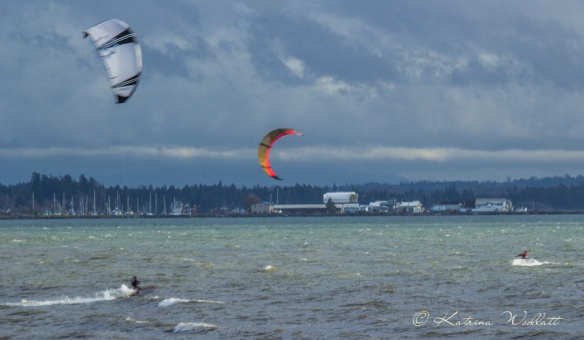 Two kite surfers
